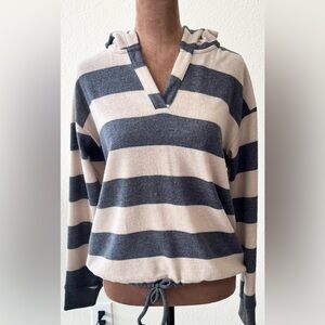 78 & Sunny Pullover Lake Arrowhead in Rugby Stripe in Black Tan